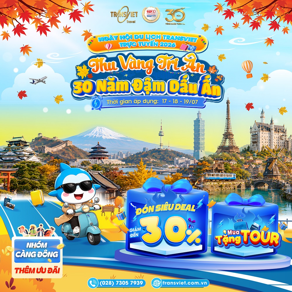 Ng&agrave;y hội Du lịch TransViet Trực tuyến 2026: Tour giảm đến 30%, cơ hội Mua tour &ndash; Tặng tour