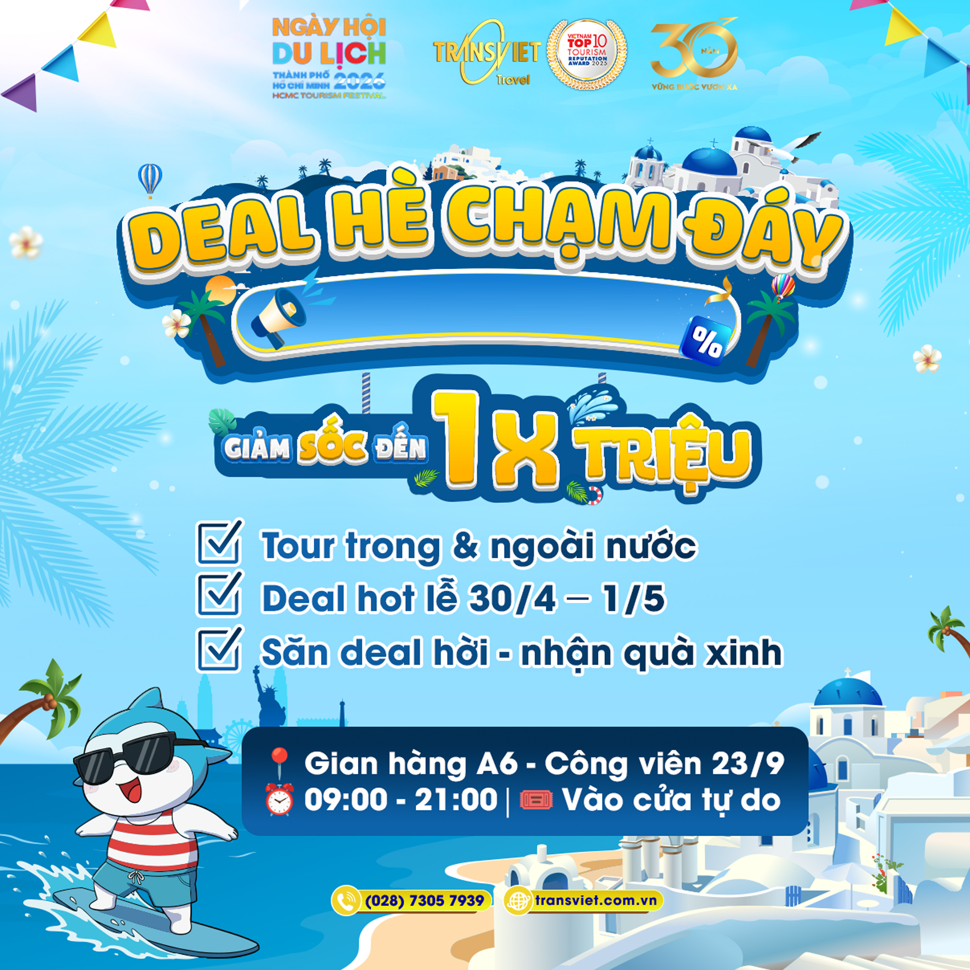 TransViet khuấy động Ng&agrave;y hội Du lịch TPHCM 2026 với &ldquo;M&ugrave;a h&egrave; Santorini&rdquo; & loạt ưu đ&atilde;i khủng