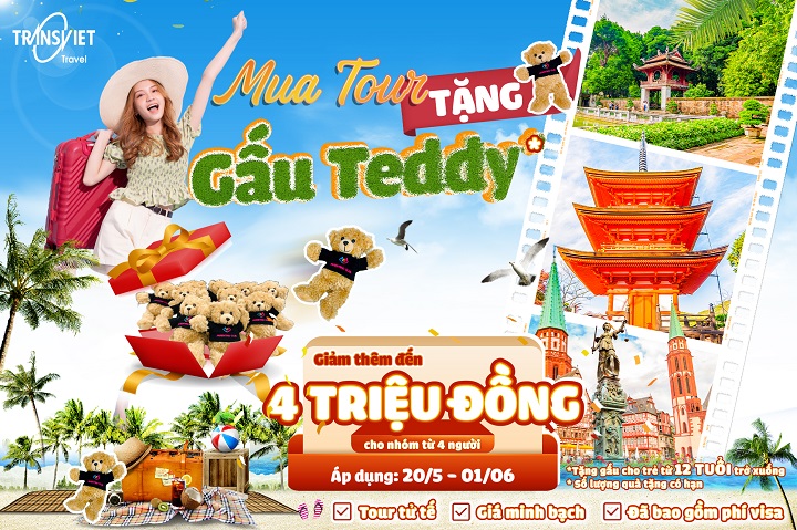 "Mua tour - Tặng tour" còn giảm nhóm thêm đến 4 triệu 