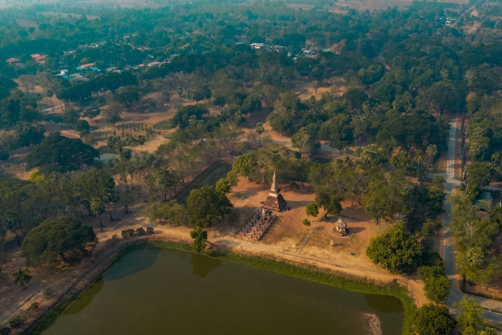 Wat Traphang Ngoen nhìn từ trên cao