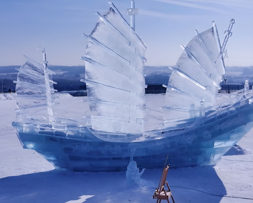 Ngắm nhìn các công trình điêu khắc độc đáo tại công viên giải trí băng tuyết